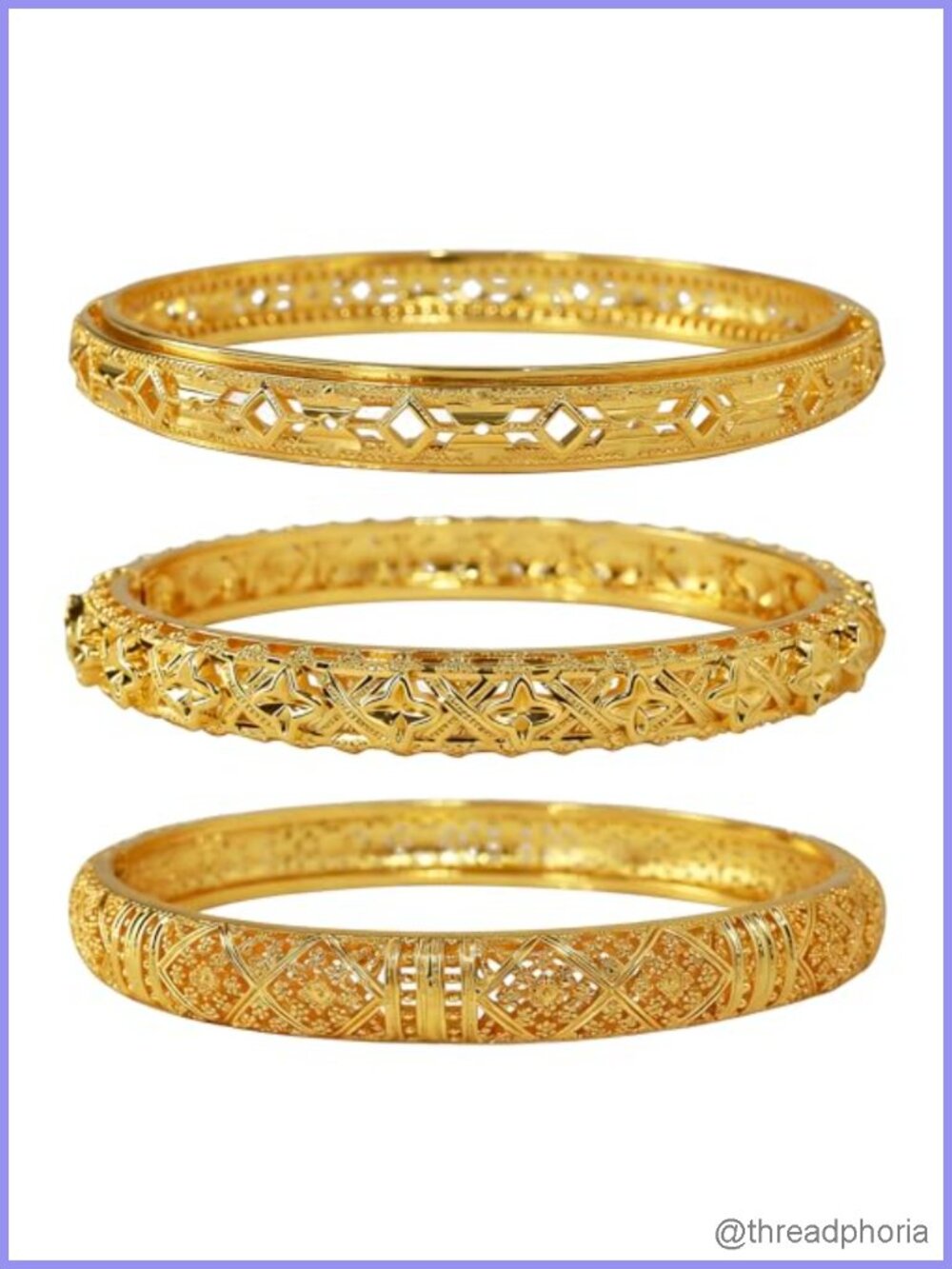 18K Gold Plated Bangle Bracelet Set for Women Stackable Dubai Indian Temple